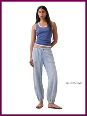 High Rise Pull-on Barrel Denim Jeans Ankle Boxy Boxy Fit